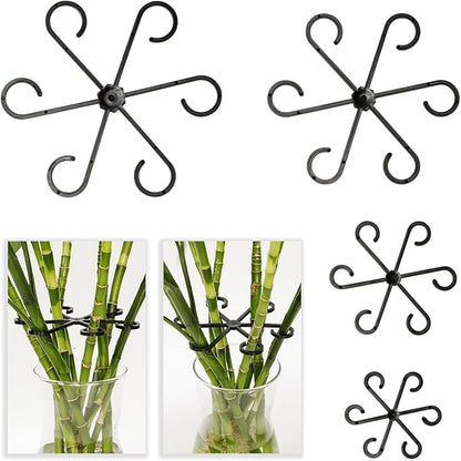 4 Pcs Black Plastic Plant Stem Supports, Assorted Sizes, Indoor/Outdoor, Climbing Plant Trellis Stakes Holder for Monstera Potted Plant
