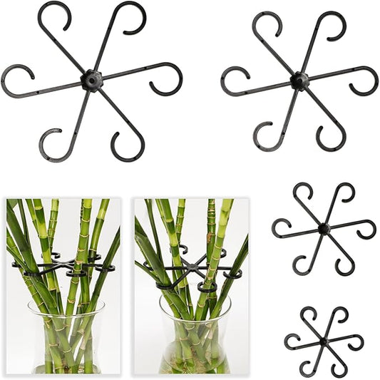 4 Pcs Black Plastic Plant Stem Supports, Assorted Sizes, Indoor/Outdoor, Climbing Plant Trellis Stakes Holder for Monstera Potted Plant
