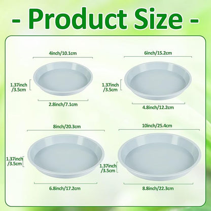 Augshy 18 Piece Plant Tray, 4/6/8/10 inches 4 Sizes Transparent Plastic Flowerpot Tray Heavy Plant Drip Tray for Gardens, Balconies and Indoors