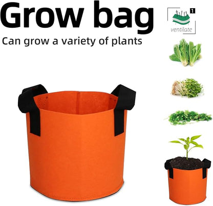 Grow Bags,Growing Pot Bags Garden Grow Bag Indoor Outdoor Fabric Aeration Plant Pot Container Flower Vegetable Pouch (Dark Orange,1 Gallon)