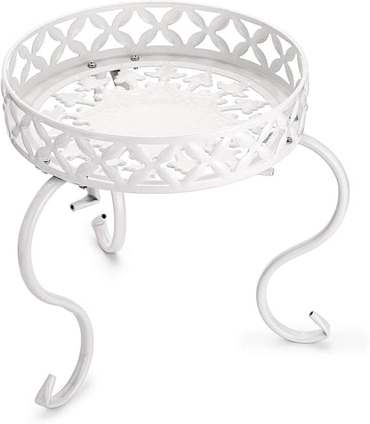OwnMy Metal Round Plant Stand Rustproof Iron Flower Pot Holder, Indoor Outdoor Plant Stand Heavy Duty for Home, Garden, Patio, Modern Plant Stands Display Potted Rack (White)