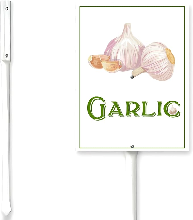 Garden Vegetable Signs With Stake Garlic Garden Signs For Vegetables Vegetable Markers For Outdoor Garden Plants Outdoor Waterproof 6x4.6inch Outdoor Garden Plants Garden Flowers Plants