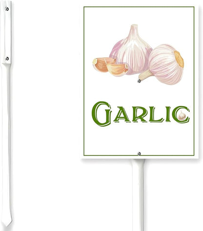 Garden Vegetable Signs With Stake Garlic Garden Signs For Vegetables Vegetable Markers For Outdoor Garden Plants Outdoor Waterproof 6x4.6inch Outdoor Garden Plants Garden Flowers Plants
