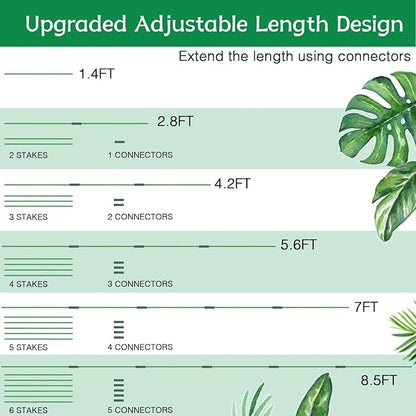 Garden Stakes 17Inch 20Pack, DIY Tall Plant Support Stakes of 4Ft,5Ft,6Ft,7Ft, HAINANSTRY Fiberglass Plant Stake for Indoor & Outdoor Plants, Tomato Vegetable Stakes for Garden