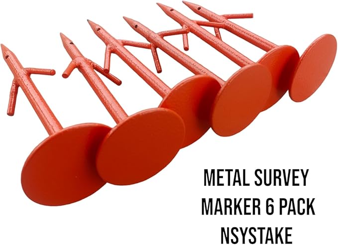 Pack of 6 Survey Land Marker in Orange Color/Property Stakes in Metal/Ground Markers Property Linemarker Boundary Stakes