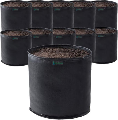 Commercial Grow Bag Pack of 10, Air Pruning Mesh Fabric Plant Containers (5 Gallon, Black)