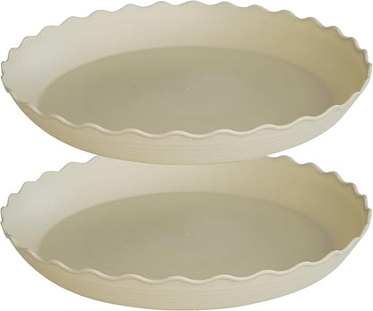 2 Pack Plant Saucer 12 inch, Heavy Duty Plastic Plant Saucers, Durable Plant Tray for Pots, Flower Saucers for Indoors, Plant Pot Saucers, Trays for Planter (Beige)