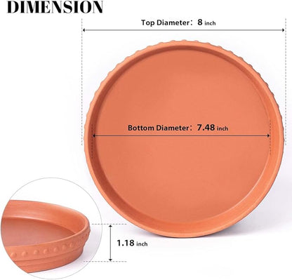 YBX 8-inch Plant Saucer Premium Terracotta Saucer Round Ceramic Plant Trays, Pack of 2 (Nature/Terracotta)