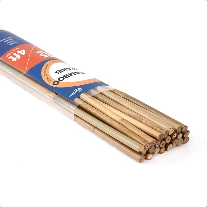 Bamboo Stakes 4FT Garden Stakes Plant Stakes for Indoor and Outdoor Climbing Plants Poles Sticks Support Tomatoes Eggplants Beans 25 Pack