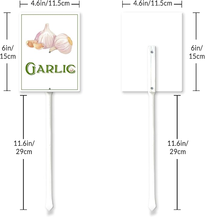 Garden Vegetable Signs With Stake Garlic Garden Signs For Vegetables Vegetable Markers For Outdoor Garden Plants Outdoor Waterproof 6x4.6inch Outdoor Garden Plants Garden Flowers Plants