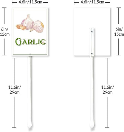 Garden Vegetable Signs With Stake Garlic Garden Signs For Vegetables Vegetable Markers For Outdoor Garden Plants Outdoor Waterproof 6x4.6inch Outdoor Garden Plants Garden Flowers Plants