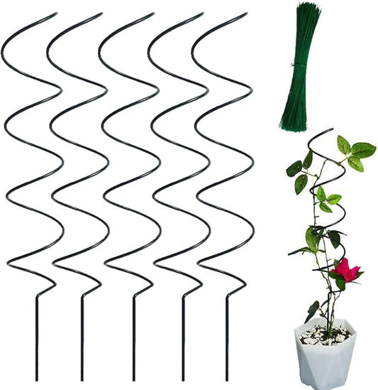 5 PCS Tomato Twist Stake, 2025 Premium Tomato Stakes and Supports,Metal Plant Support Garden Stakes, Spiral Plant Support for Potted Plants Tomato, Climbing Plant Stakes Tower Plant Supports