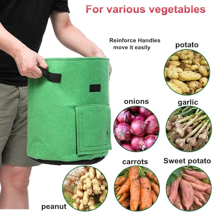2 Pack 7 Gallon Potato Grow Bags, Planter Bag Heavy Duty, Thickened Growing Bags Garden Vegetable Planter with Handles & Large Harvest Window