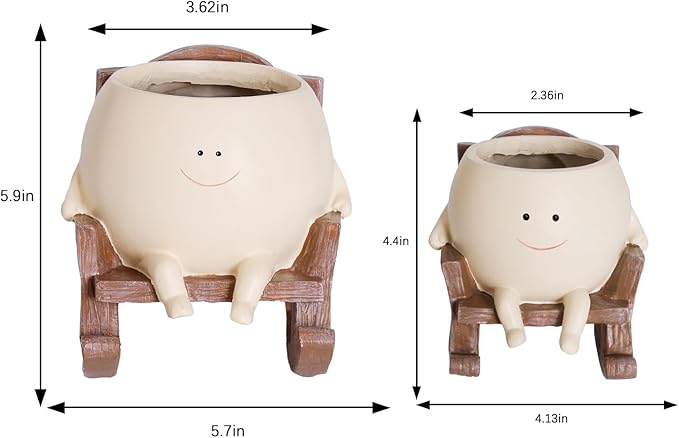 NINIPAPA Cute Plant Pots Smiley Face Planter Funny Flower Pot, Rocking Chair Large Face Pot for Indoor Plants, Unique Head Planters Plant Lover Gifts on Mother's Day Birthday