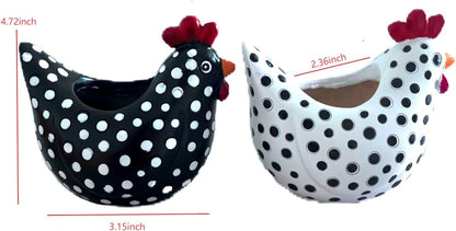 Hens and Chicks Planter Pot Set of 2 - Whimsical Animal Planters for Outdoor Plants, Chicken Flower Pot with Drainage & Weather-Resistant Design, Farmhouse Garden Decor for Succulents