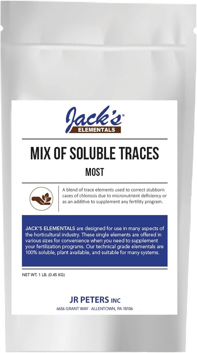 Jack's Elementals Mix of Soluble Traces MOST Water-Soluble Fertilizer with Micronutrients to Correct Chlorosis in Plants Grown in Continuous Liquid Feed Programs, 1lb
