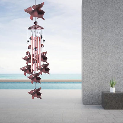 Fly Pigs Wind Chimes Outdoor Decor - with 4 Tubes 7 Pigs Wind Chime, Mobile Romantic Flying Pigs Wind Catcher, Garden Pigs Windchimes for Home, Mom Gifts, Balcony, Tree, Festival, Garden Decoration