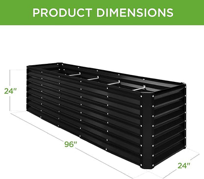 Best Choice Products 8x2x2ft Raised Outdoor Metal Garden Bed, Deep Root Box Planter for Vegetables, Flowers, Herbs, 240 Gallon Capacity, 100% Non Toxic Materials - Black