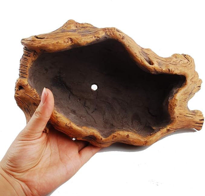 NWFashion Resin Brown Tump Flower Succulent Pot/Planter/Container for Indoor Outdoor