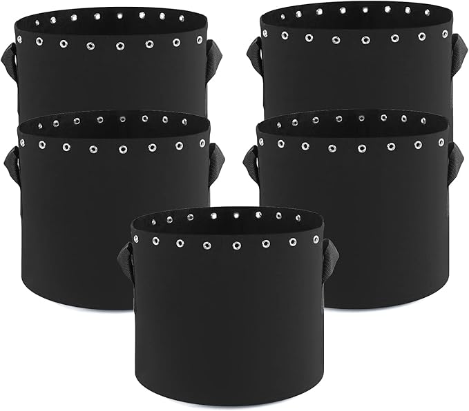 15 Gallon Plant Grow Bags 5-Packs with Holes,Thichkened Non-Woven Aeration Fabric Pots with Handles - Reinforced Weight Capacity