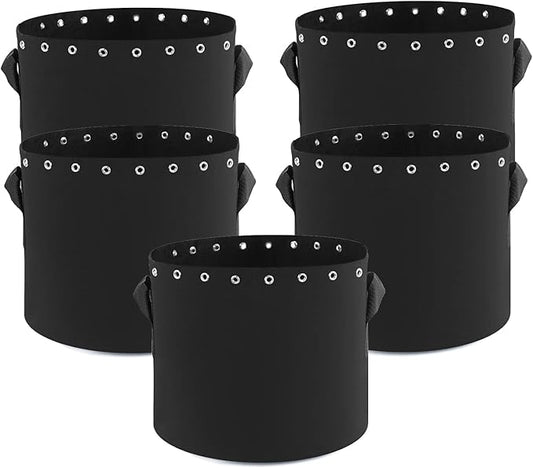10 Gallon Plant Grow Bags 5-Packs with Holes,Thichkened Non-Woven Aeration Fabric Pots with Handles - Reinforced Weight Capacity