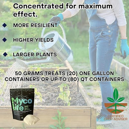 MycoLife 5X Highly Concentrated Mycorrhizal Inoculant Root Stimulator/Enhancer. Get Access to More nutrients, Healthier Plants and Better Crops!