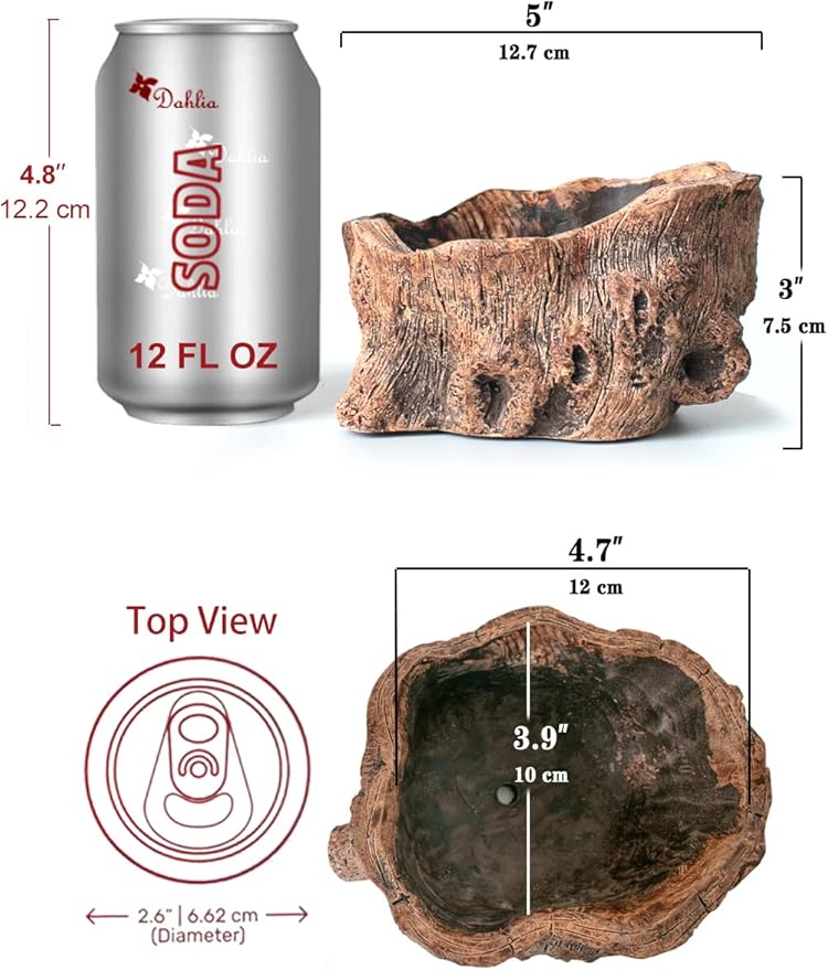 Dahlia Driftwood Stump Log Concrete Planter/Succulent Pot/Plant Pot, 5.0L x 4.5W