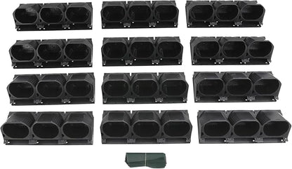 Vertical Wall Planter, Stackable Wall-Mounted Planter Indoor Outdoor w/36 Plastic Pots Living Wall Garden w/36 Non-Woven Fabrics Vegetable Hanging Pocket Holder Flowerpot (Black)