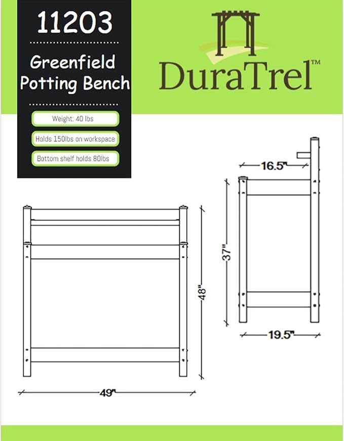 Dura-Trel 11203 Greenfield Potting Bench, White, 49"H