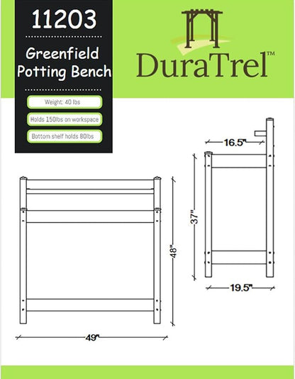 Dura-Trel 11203 Greenfield Potting Bench, White, 49"H