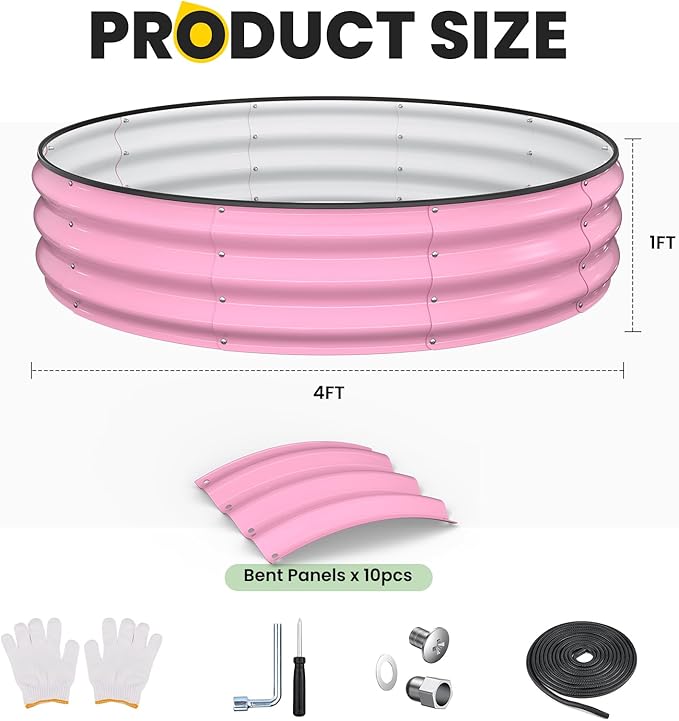 Raised Garden Bed, 4x4x1 FT Round Raised Garden Beds Outdoor, Metal Raised Beds for Gardening Vegetables Flower Herb