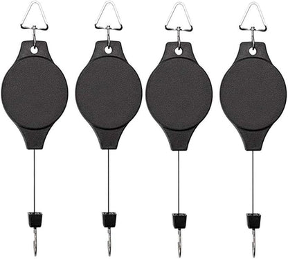 4 Pack Plant Hook Pulley, Retractable Plant Hanger Easy Reach Hanging Flower Basket for Garden Baskets Pots and Birds Feeder Hang High up and Pull Down to Water Or Feed