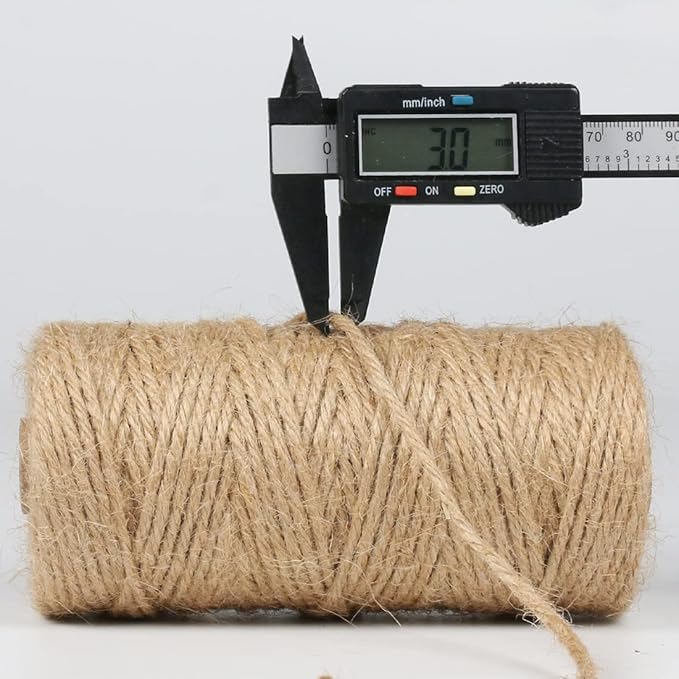 PerkHomy Jute Twine String 3mm 328Ft Natural Thin Ribbon for Craft, Gardening, Wedding Decoration & Packing (328FT * 3mm)