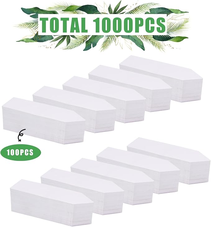 1000 PCS Plastic Plant Labels for Seeding Plant Tags for Outdoor Garden, Waterproof Labels for Pot Garden Stake (White)