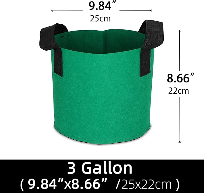 Grow Bags,Growing Pot Bags Garden Grow Bag Indoor Outdoor Fabric Aeration Plant Pot Container Flower Vegetable Pouch (Dark Green,3 Gallon)