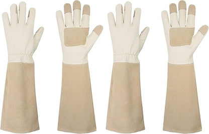 HANDLANDY Rose Pruning Gloves for Men & Women, Long Thorn Proof Gardening Gloves, Breathable Pigskin Leather Gauntlet, Best Garden Gifts & Tools for Gardener (Pack of 2)