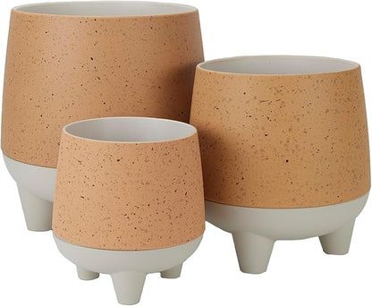 The HC Companies 6 Inch, 8 Inch and 10 Inch Orion Self Watering Planter - Lightweight Indoor Plastic Plant Pot for Herbs and Flowers, Muted Clay (3 Pack)