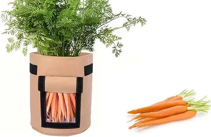 Ulalaza 3PCS Potato Grow Bags with Flap Plant Grow Bags Fabric Multi Ribbon Potato Bag Tomato Vegetable Growth Non-Woven Felt Planting Bag Transparent