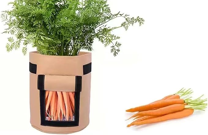 Ulalaza 5PCS Potato Grow Bags with Flap Plant Grow Bags Fabric Multi Ribbon Potato Bag Tomato Vegetable Growth Non-Woven Felt Planting Bag Transparent