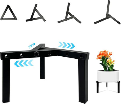 Three Legs Adjustable Metal Plant Stand for 5"-10" Plant Pot – Indoor & Outdoor (Black, 1 Pack)