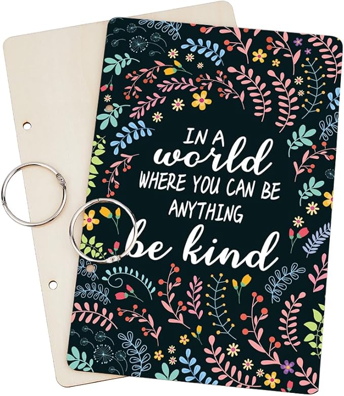 SUPERDANT Be Kind Greeting Card Holder Organizer Wooden Card Keeper Binder Planning Book Flowers Birthday Cards Keeper Photo Album Cover Graduation Wedding Planner Journal Keepsake Gifts