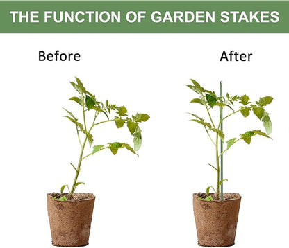 55 inch Garden Stakes 25 Pack Tomato Stakes Plant Sticks with 100 Ties
