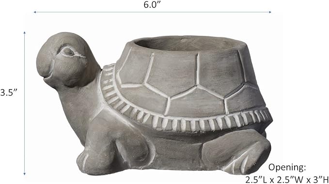 Classic Home and Garden Cement Buddies Animal Planter - Cute Desk Decoration - UV Coated Animal Vase w/Removable Drain Plug -Succulent Planter for Indoor/Outdoor Use (Turtle Planter, Natural, Small)