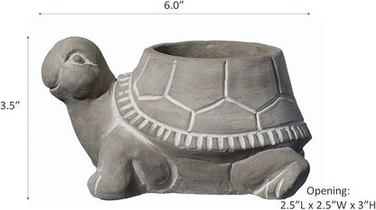Classic Home and Garden Cement Buddies Animal Planter - Cute Desk Decoration - UV Coated Animal Vase w/Removable Drain Plug -Succulent Planter for Indoor/Outdoor Use (Turtle Planter, Natural, Small)