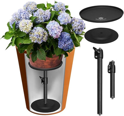 Adjustable Pure Iron Planter Inserts, 7-25” Plant Risers for Inside Pots, Planter Fillers for Large Pots, Indoor & Outdoor Insert with 8-10” Top & 6-10” Base (10 wide top. 10wide base)