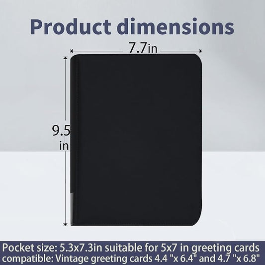 greeting card book organizer,christmas card photo album,birthday card organizer binder,for greeting card box keepsake storage and display,holds 84 cards (black)