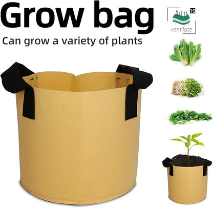 Grow Bags,Growing Pot Bags Garden Grow Bag Indoor Outdoor Fabric Aeration Plant Pot Container Flower Vegetable Pouch (Khaki,10Gallon)