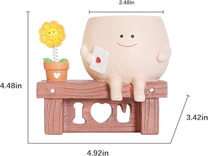 NINIPAPA Funny Face Flower Pots Cute Plant Pot Smiley Planter, Sunflower Pot for Indoor Plants, Unique Succulent Cactus Happy Head Planters, Plant Gifts for Mom Lover on Birthday Christmas ﻿