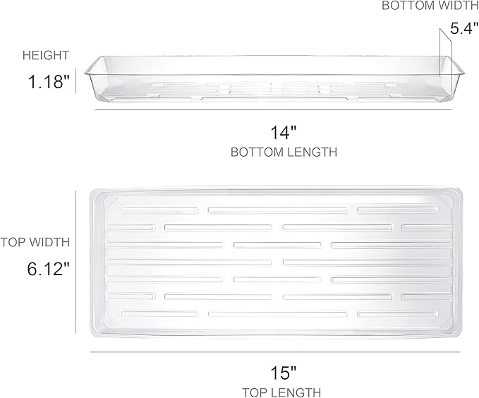Kingrol 16 Pack Rectangular Plant Drip Trays, Clear Plant Saucers for Indoors, Thick Plastic Window Sill Plant Trays for Flower Pot Planter