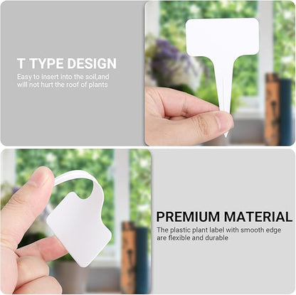 Greaner Plastic Plant Tags, 300 PCS Plant Markers for Outdoor Plants Waterproof, Plant Identification Stakes for Indoor Outdoor Plants, Vegetable Gardening Tags(White, 6x10cm)